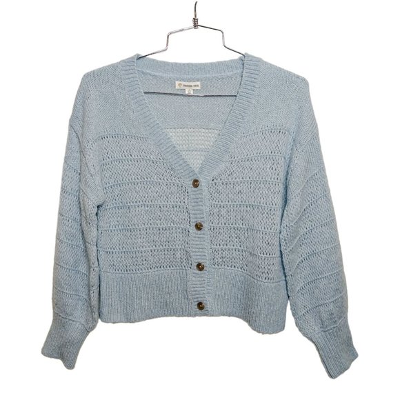 Tucker + Tate Other - Tucker + Tate Girls Med 8/10 Sweater Crop Knit Blue Acrylic Blend Button Front